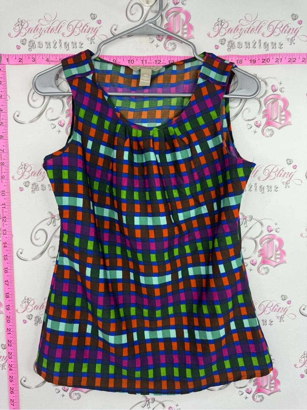 Banana Republic Multicolor Plaid Sleeveless Scoop Neck Camisole